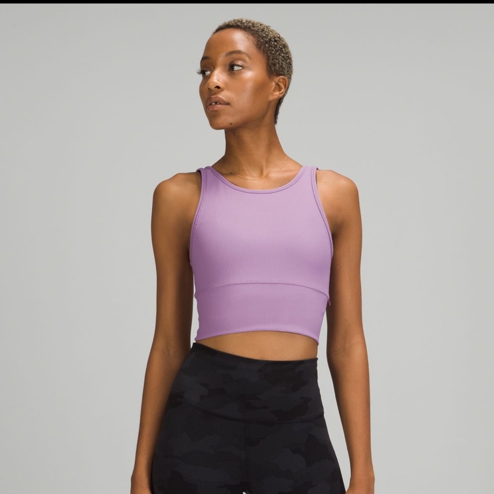 NWT Lululemon power pivot ribbed tank- Wisteria Purple Sz4